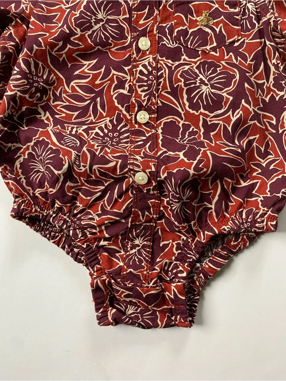 GAP Hawaiian Shirt Size 6 12 Months NWT One Piece Snap Top New Floral Red Orange